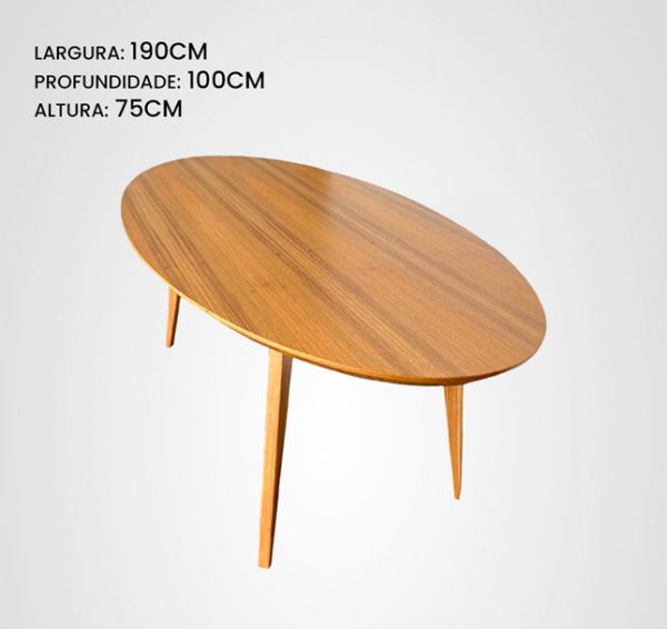 Mesa de Jantar 190 Oval Quilha Madeira