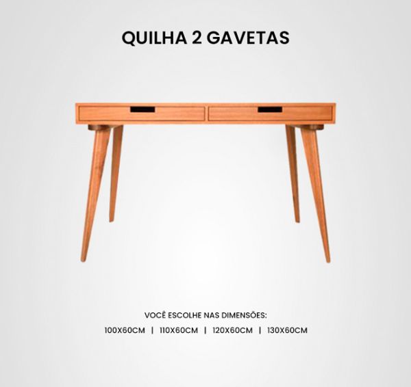 Escrivaninha Quilha 2 Gavetas Madeira