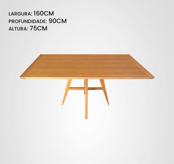 Mesa de Jantar 160 Retangular Asa Quilha Central Madeira