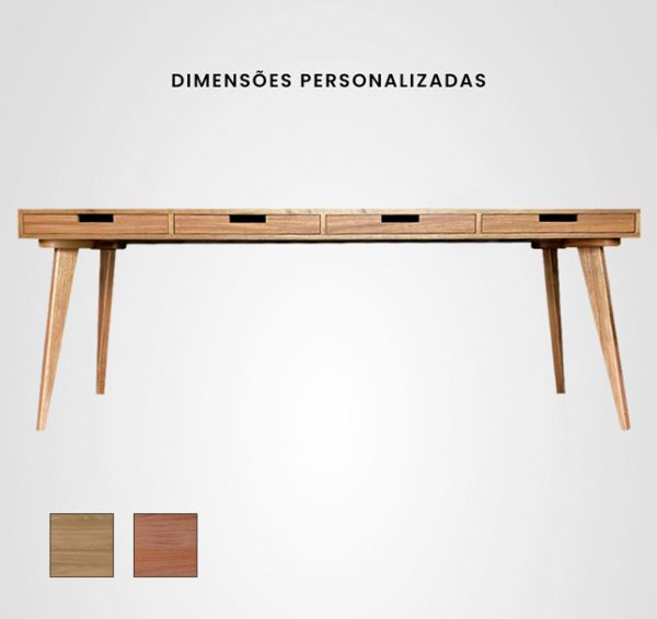 Escrivaninha Quilha 4 Gavetas Madeira