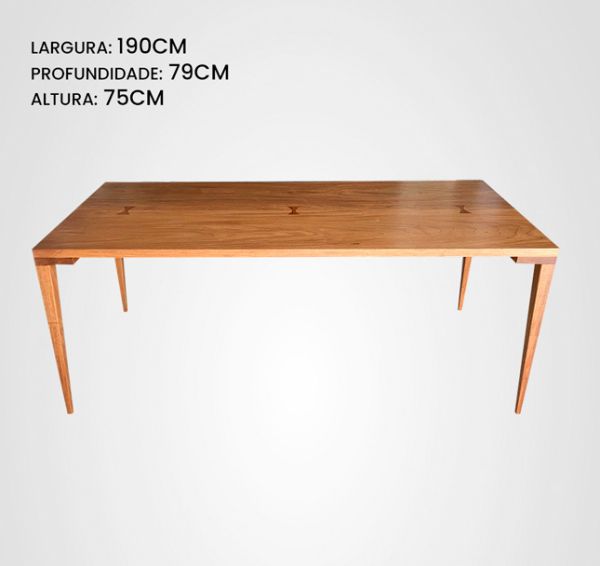 Mesa de Jantar 190 Retangular Marchetada Taco Madeira