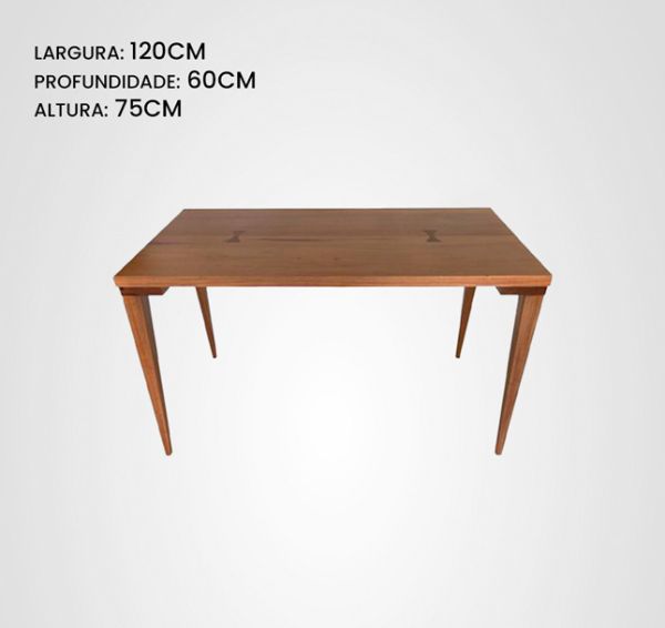 Mesa de Jantar 120 Retangular Marchetada Taco Madeira