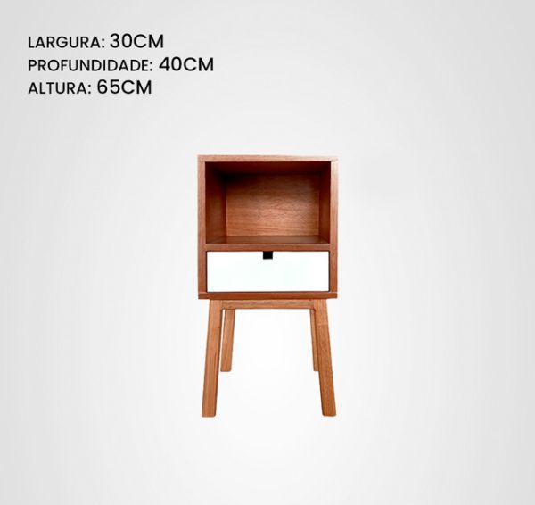 Mesa de Cabeceira 30 Dupla Reto Branco Madeira