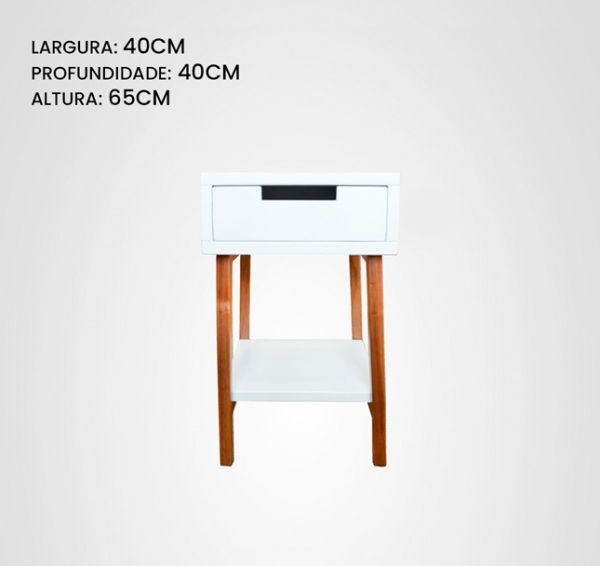 Mesa de Cabeceira 40 Reto Branco Madeira