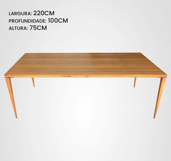 Mesa de Jantar 220 Retangular Slim Taco Madeira
