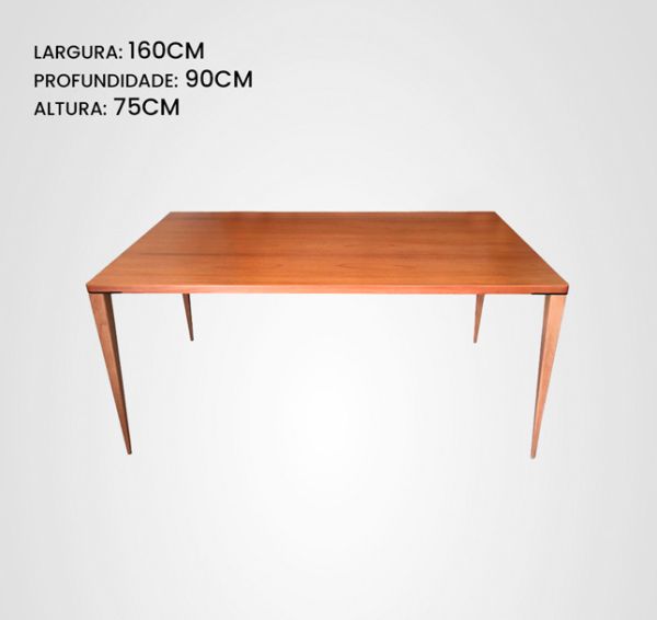 Mesa de Jantar 160 Curva Retangular Slim Taco Madeira