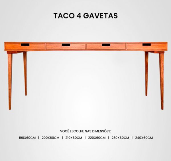 Escrivaninha Taco 4 Gavetas Madeira