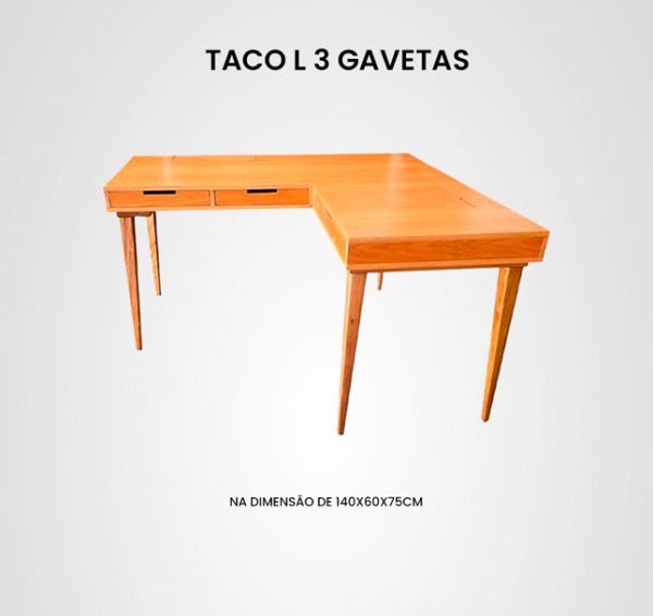 Escrivaninha L 140x120 Taco Passa Fios Madeira