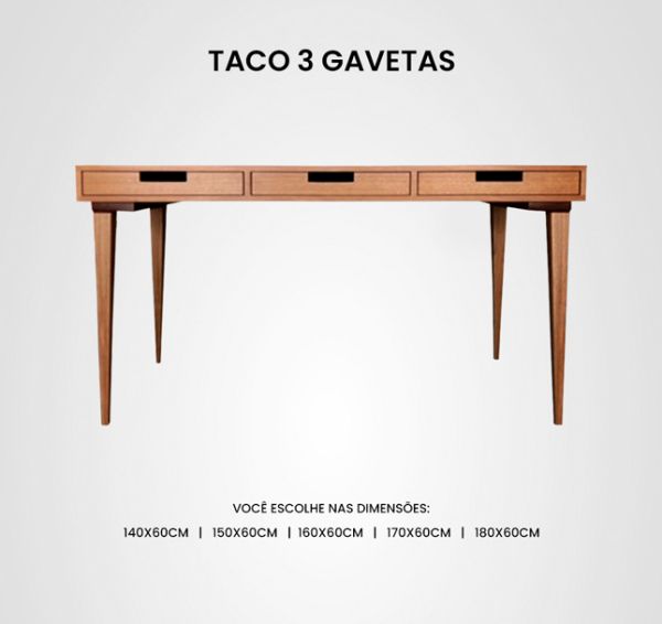 Escrivaninha Taco 3 Gavetas Madeira