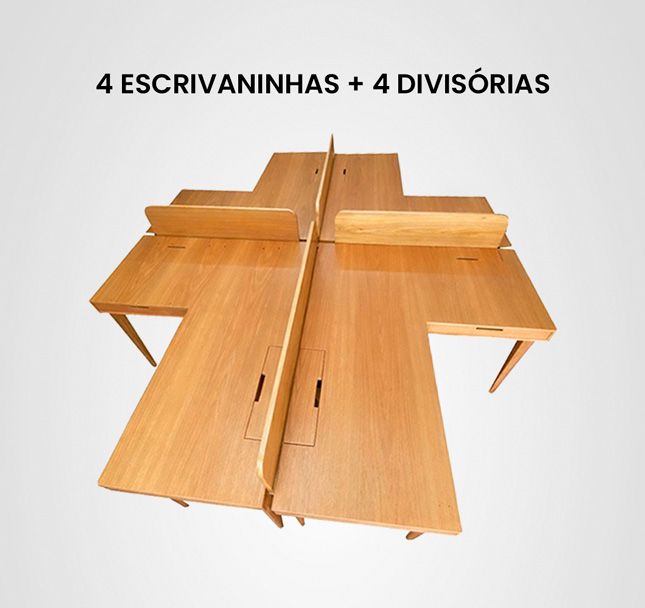 Corporativo: Escrivaninha L 140x120 Taco Passa Fios Madeira