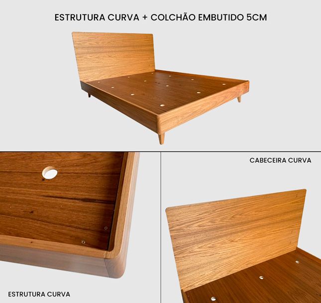 Cama Casal Curva Madeira