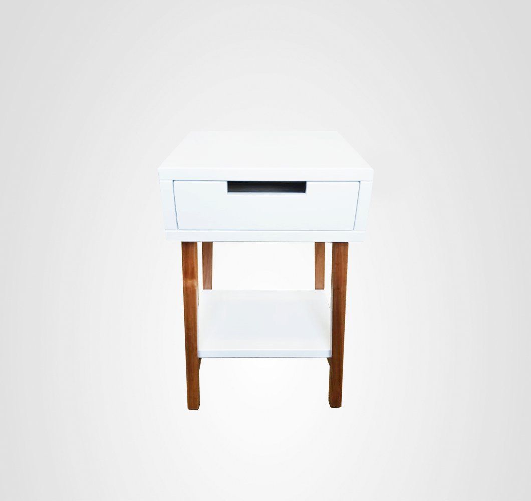 Mesa de Cabeceira 40 Reto Branco Madeira