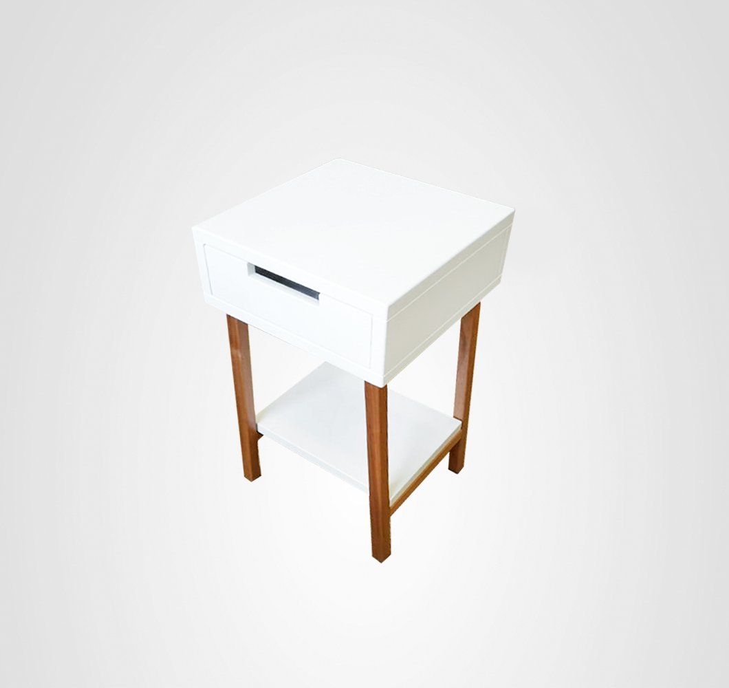 Mesa de Cabeceira 40 Reto Branco Madeira