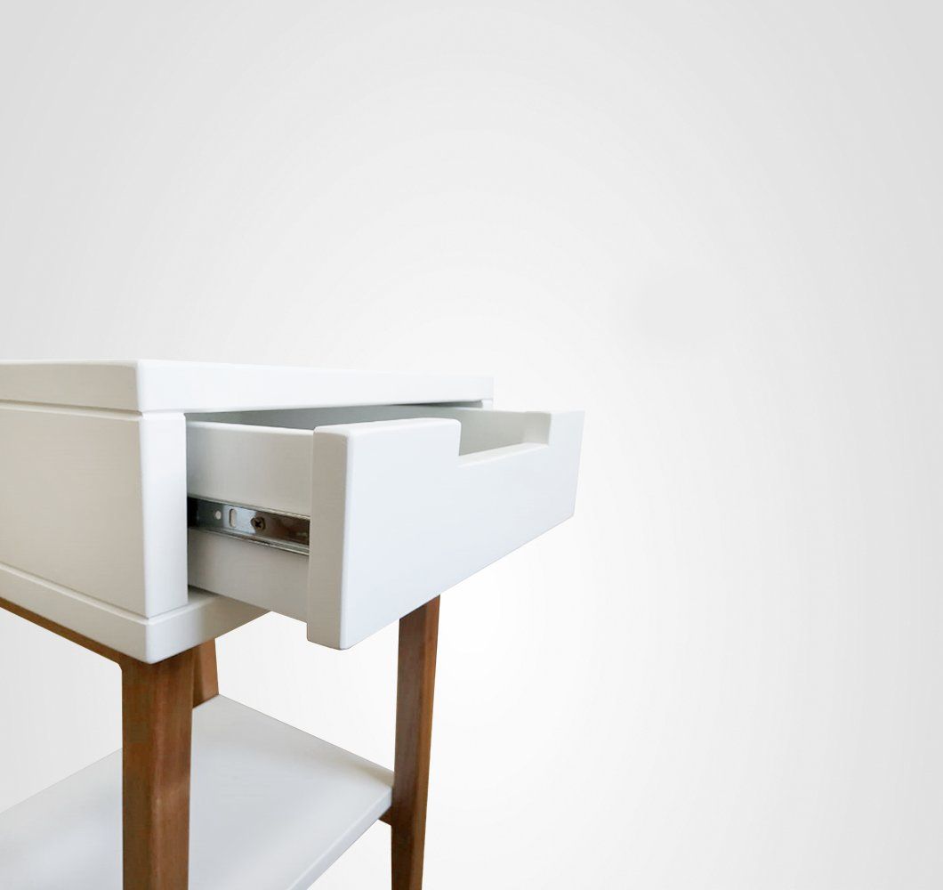 Mesa de Cabeceira 40 Reto Branco Madeira