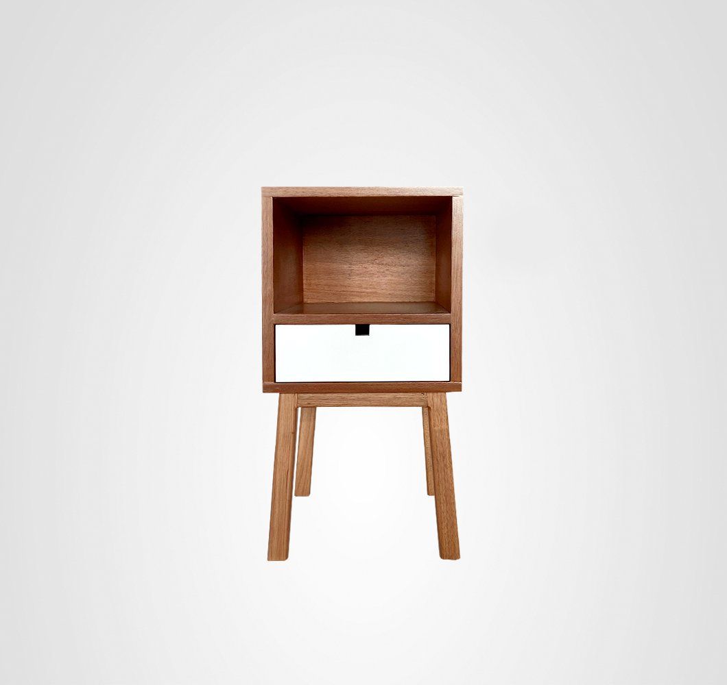 Mesa de Cabeceira 30 Dupla Reto Branco Madeira
