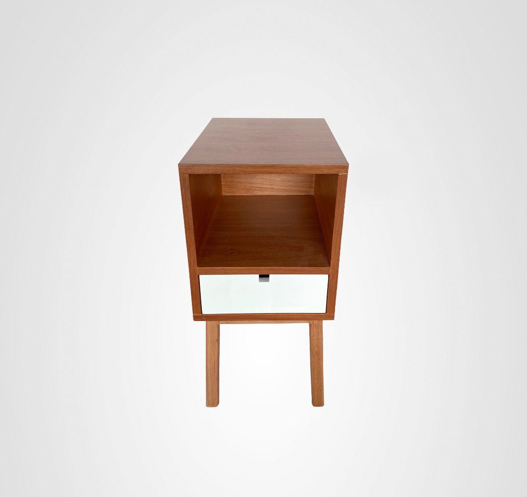 Mesa de Cabeceira 30 Dupla Reto Branco Madeira