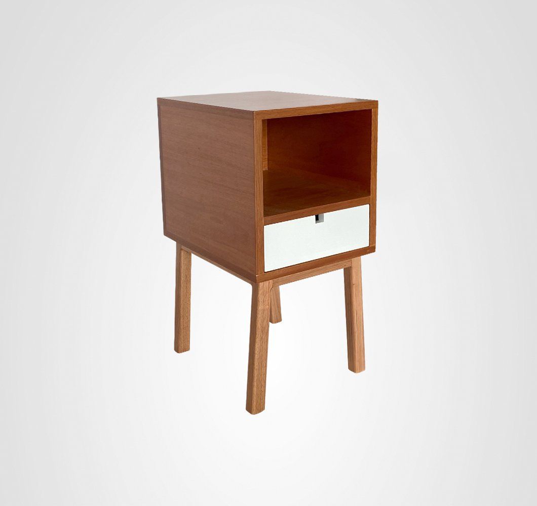 Mesa de Cabeceira 30 Dupla Reto Branco Madeira
