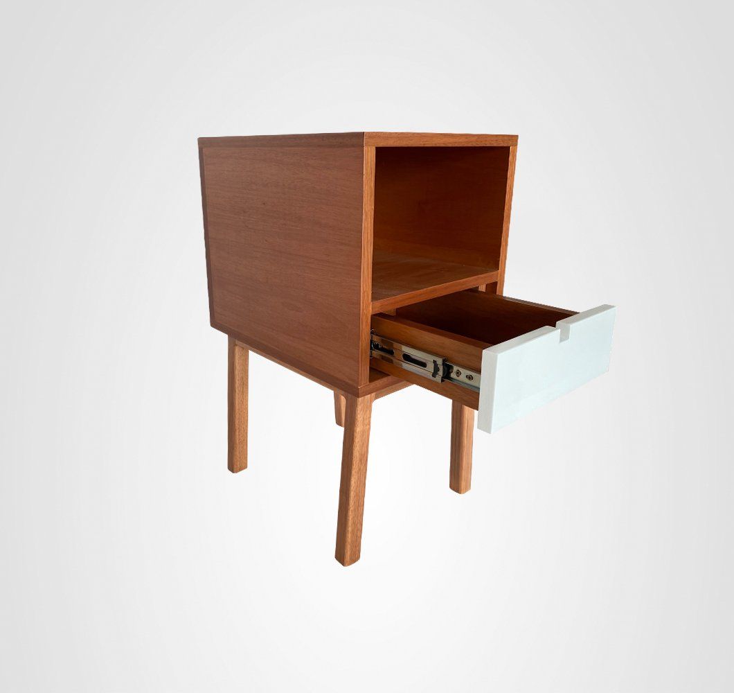 Mesa de Cabeceira 30 Dupla Reto Branco Madeira