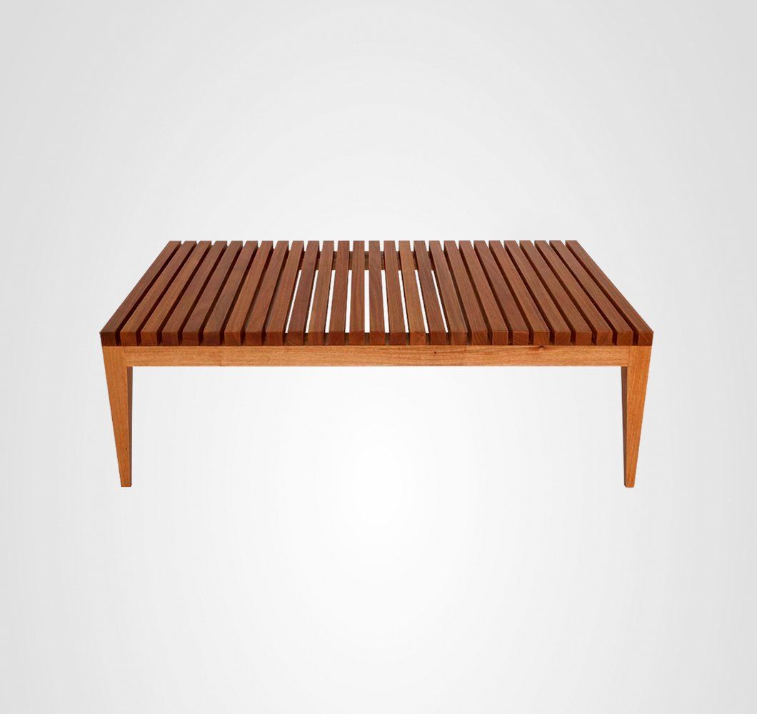 Mesa de Centro Retangular Taco Composta por 2 Ripadas + 2 Marchetadas Madeira