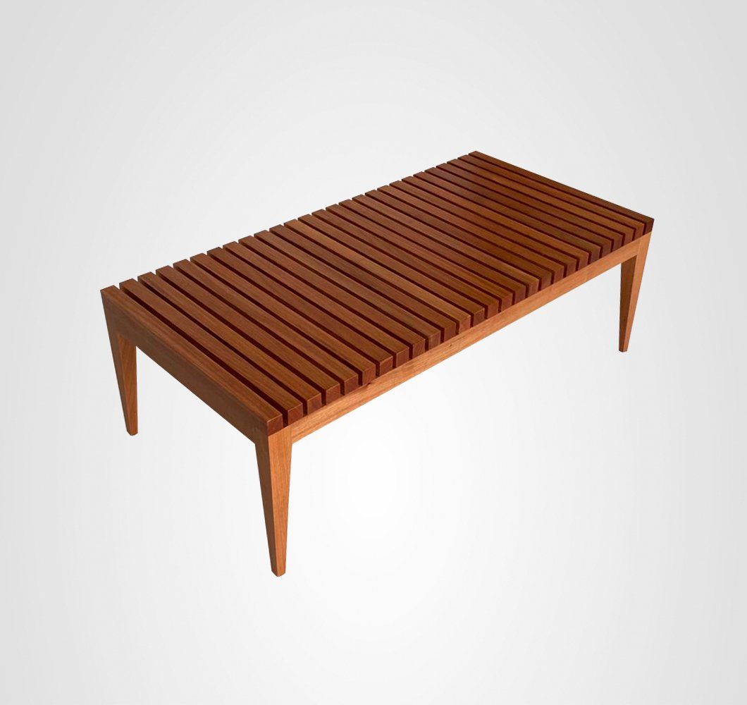 Mesa de Centro Retangular Taco Composta por 2 Ripadas + 2 Marchetadas Madeira