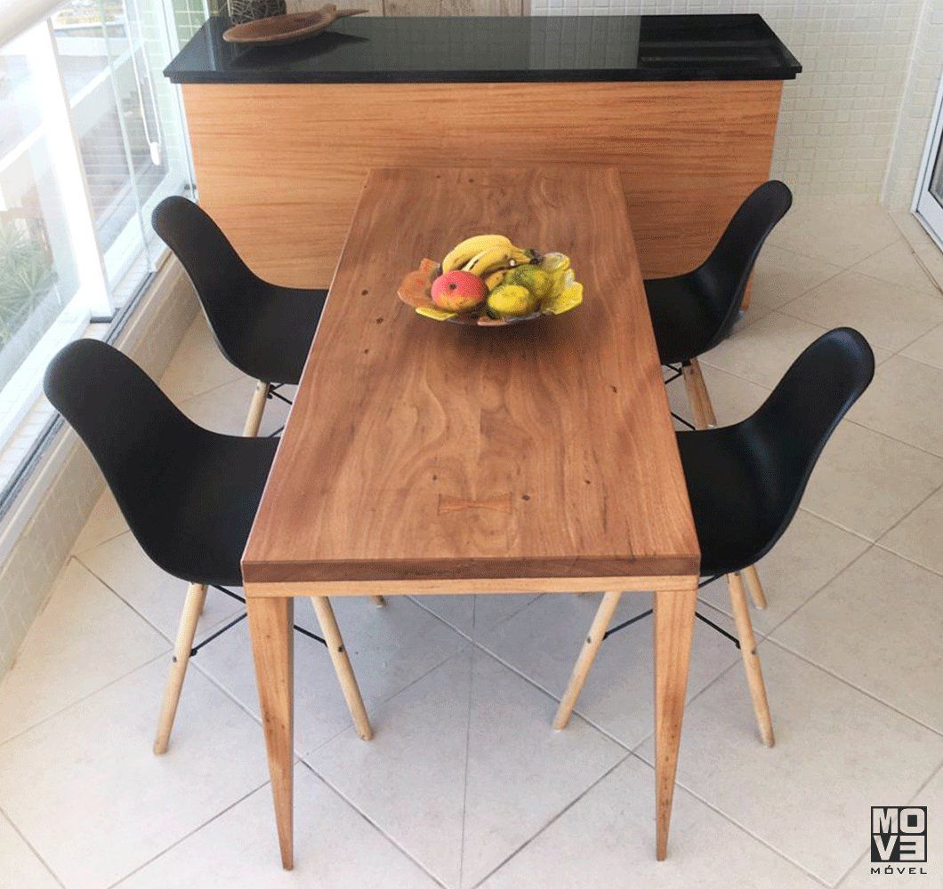 Mesa de Jantar 140 Retangular Marchetada Taco Madeira