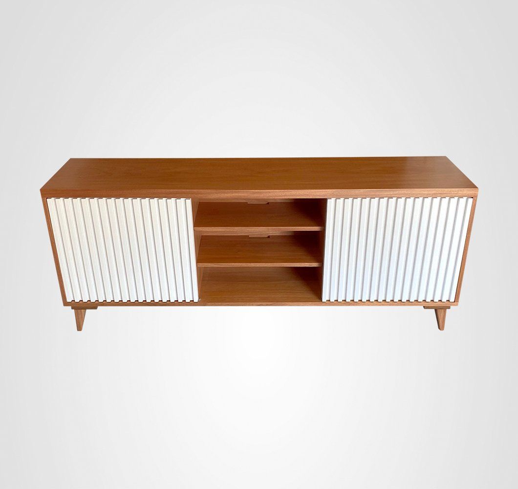 Rack 180 Ripado Fechado Taco Branco Madeira