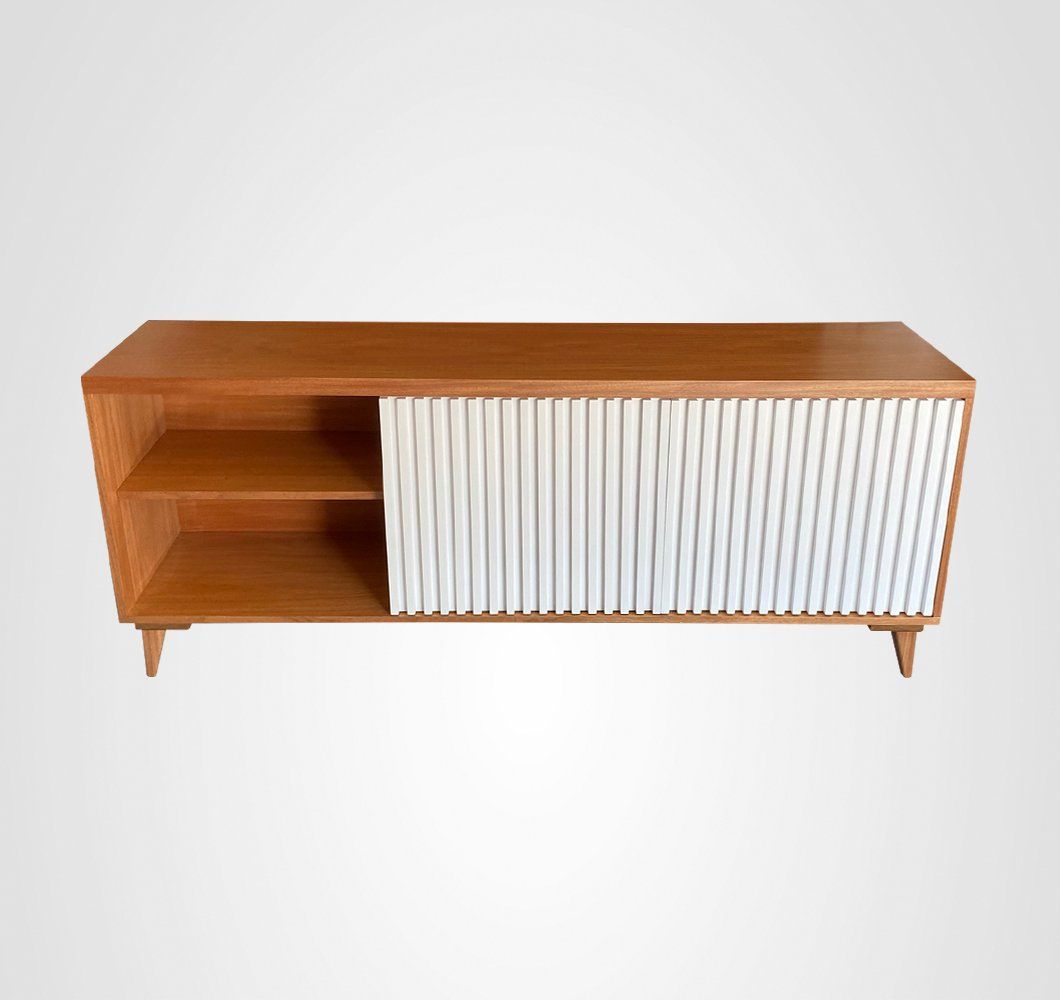 Rack 180 Ripado Fechado Taco Branco Madeira