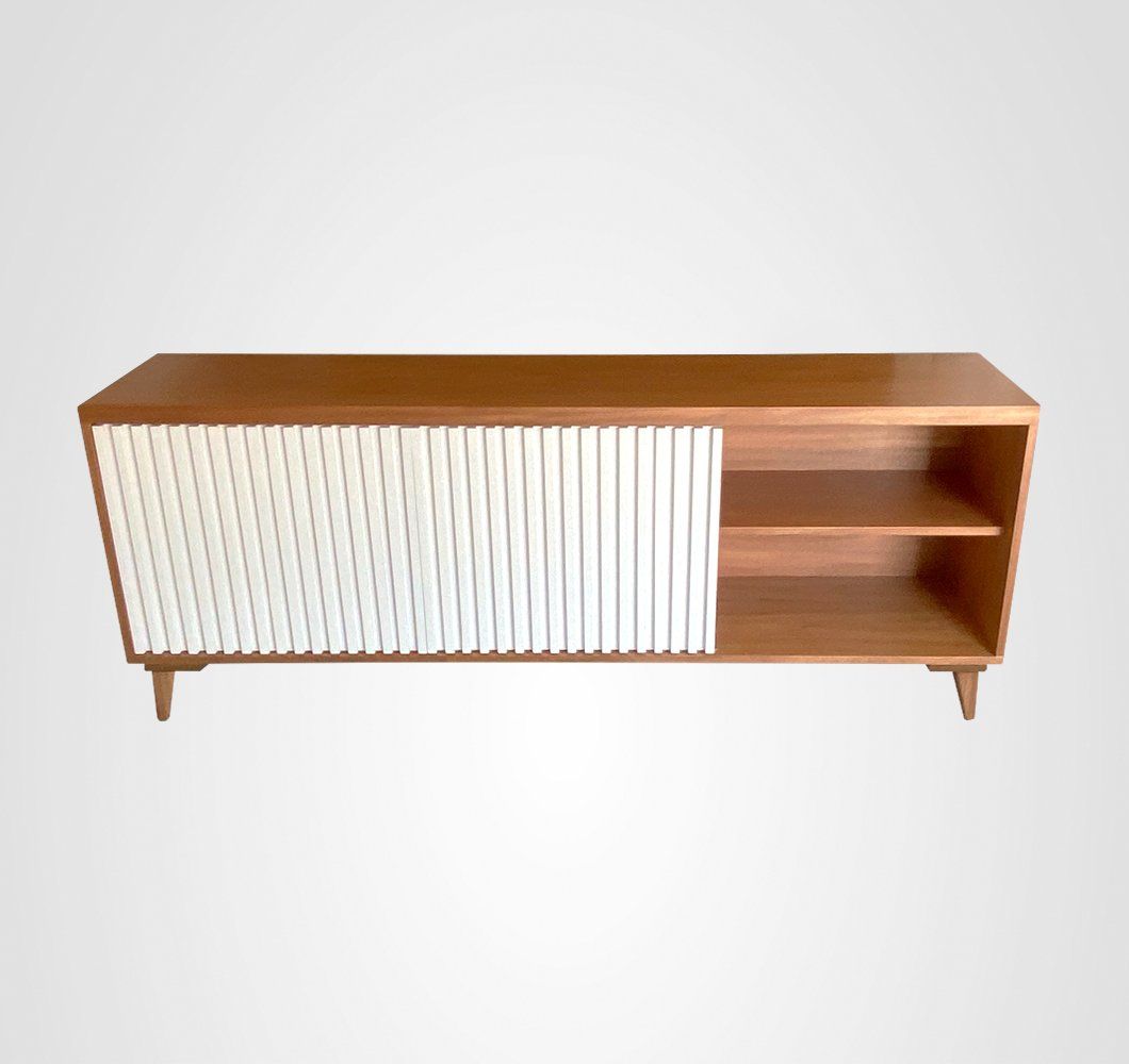 Rack 180 Ripado Fechado Taco Branco Madeira