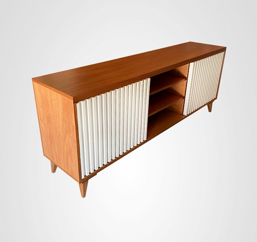 Rack 180 Ripado Fechado Taco Branco Madeira
