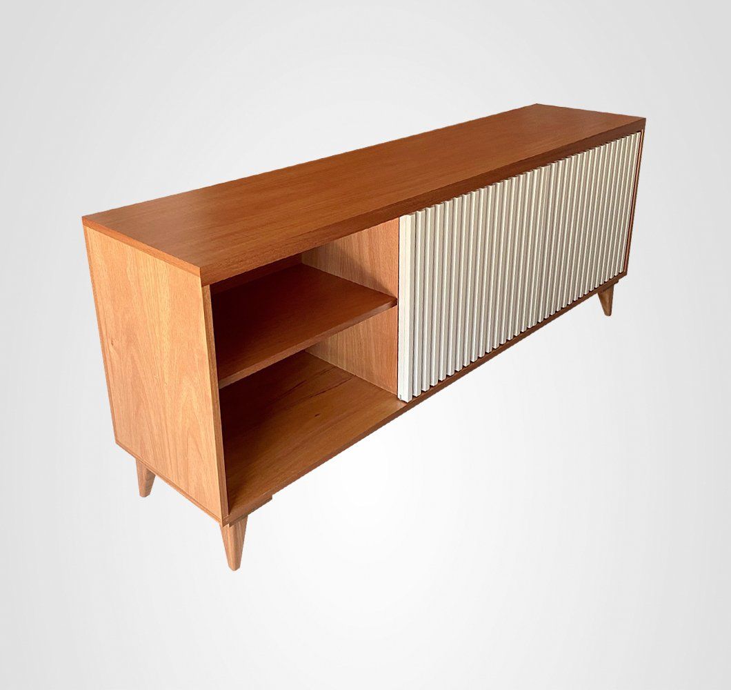 Rack 180 Ripado Fechado Taco Branco Madeira