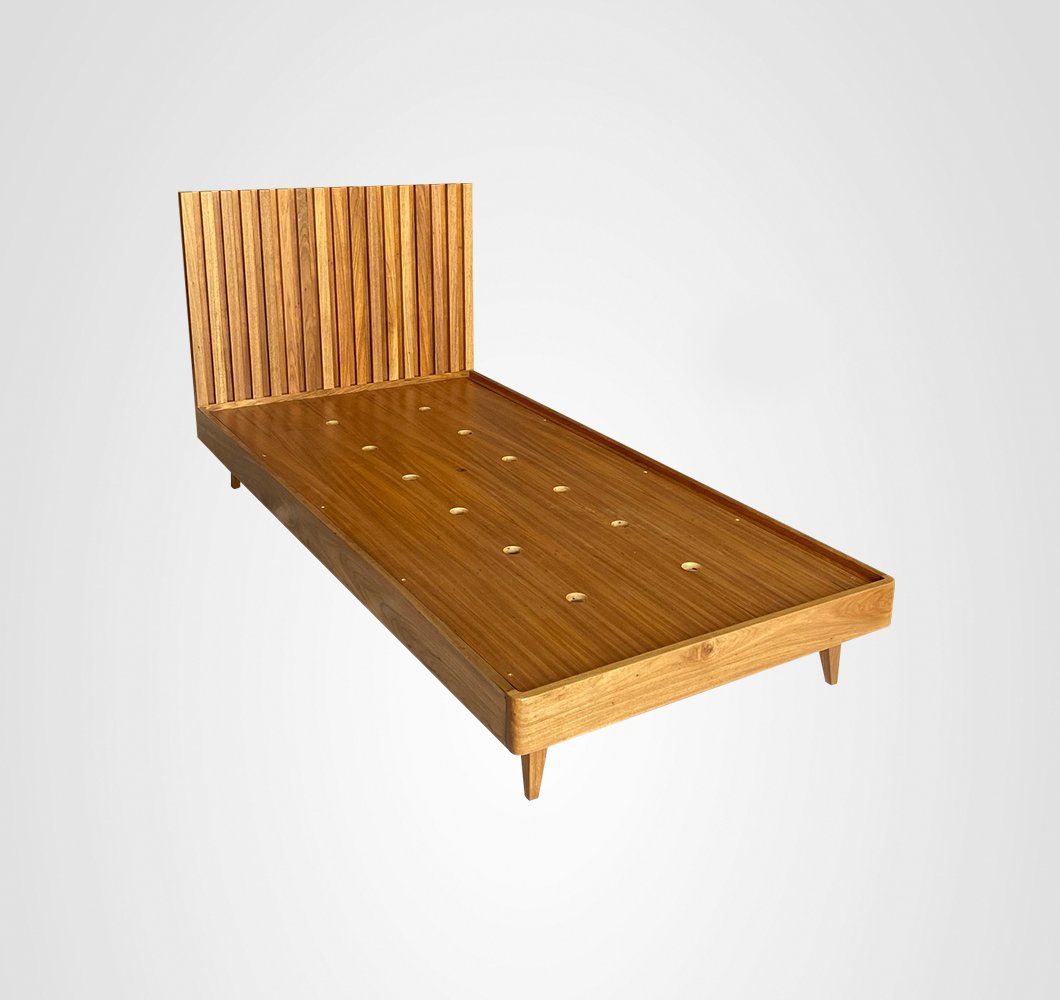 Cama Solteiro Curva Ripada Madeira
