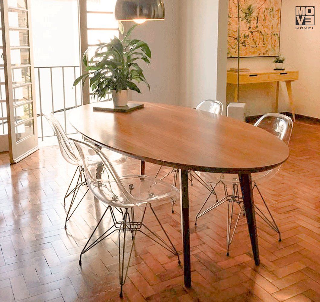 Mesa de Jantar 210 Oval Quilha Madeira