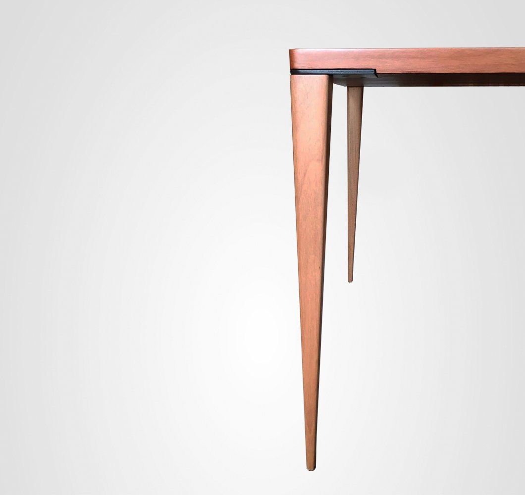 Mesa de Jantar 160 Curva Retangular Slim Taco Madeira
