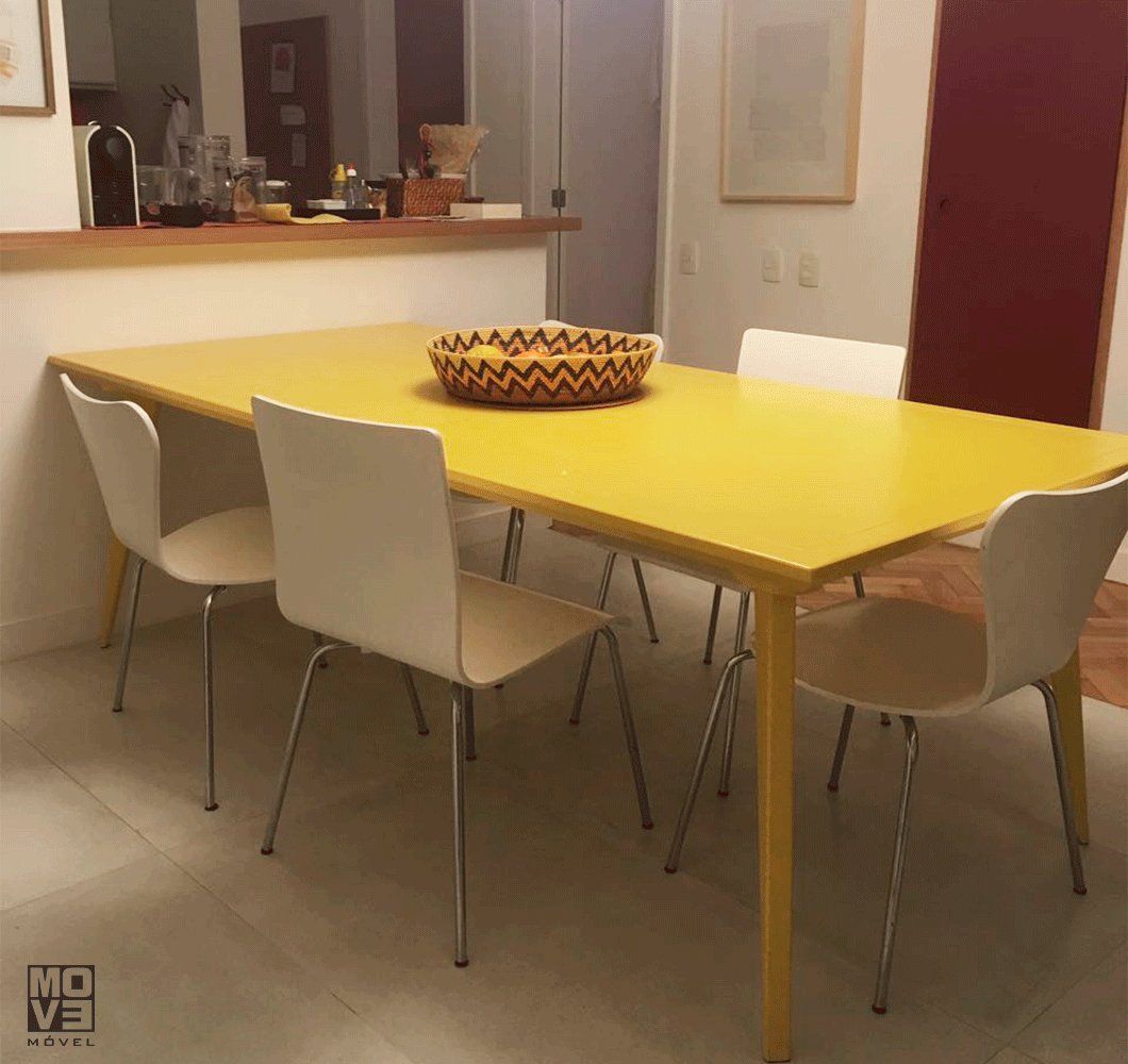 Mesa de Jantar 210 Retangular Asa Quilha Amarelo