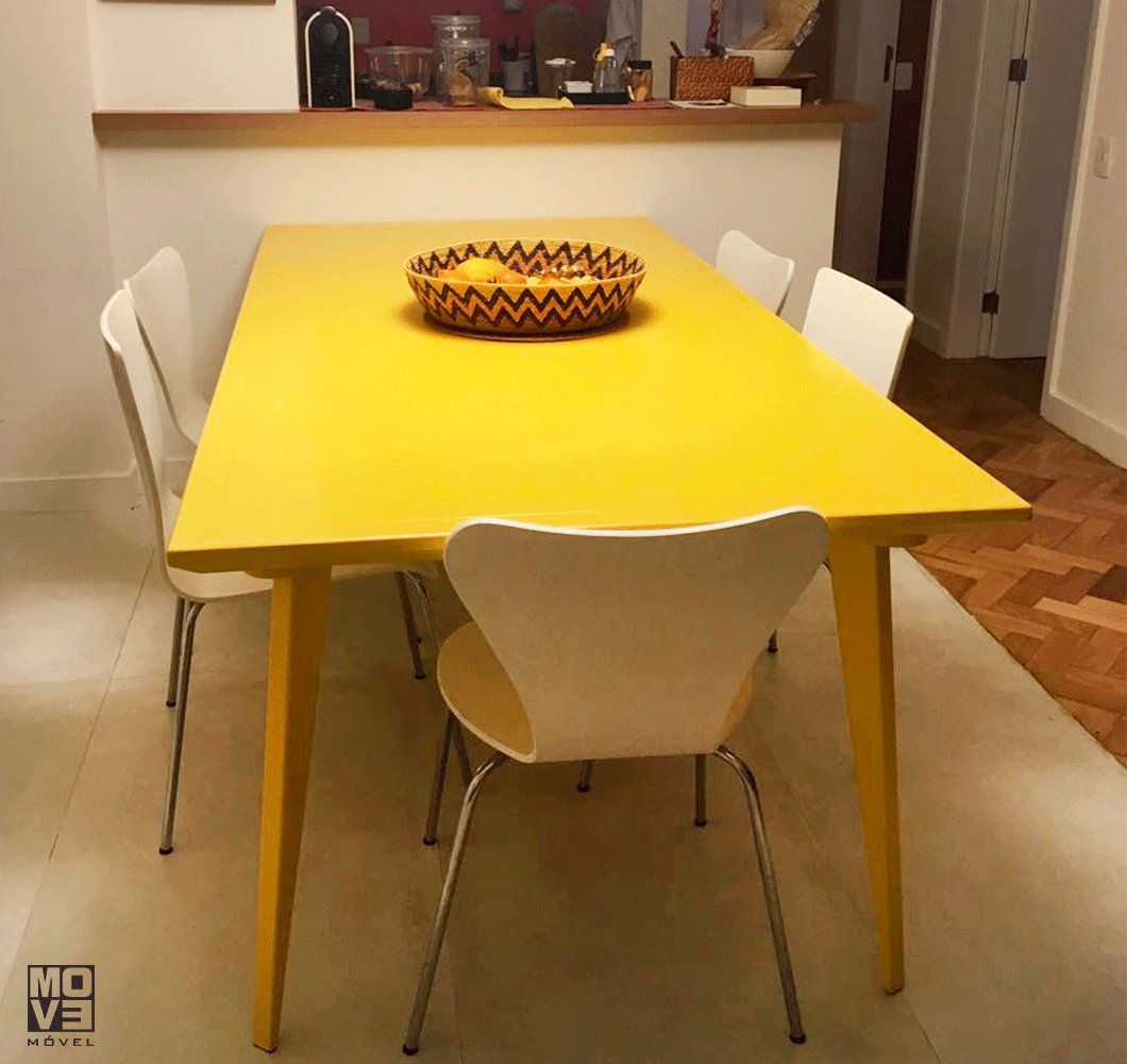 Mesa de Jantar 210 Retangular Asa Quilha Amarelo