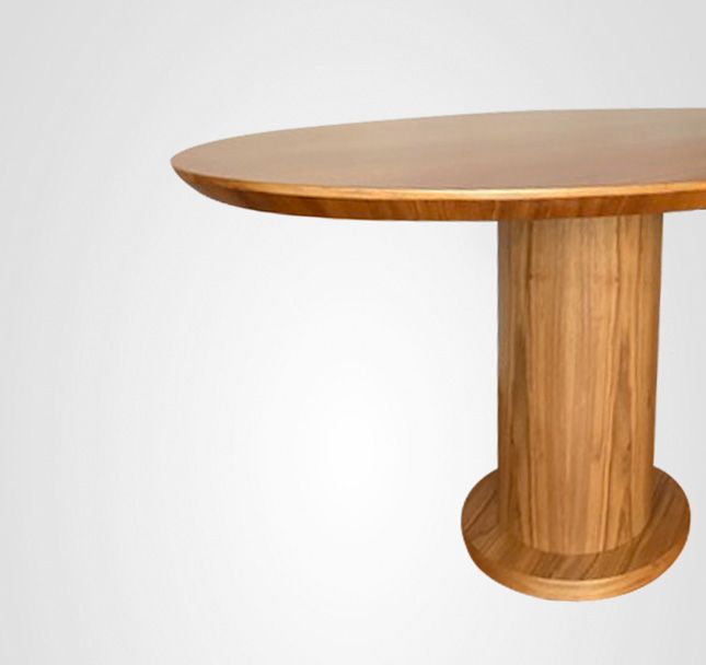 Mesa de Jantar 210 Oval Coluna Madeira