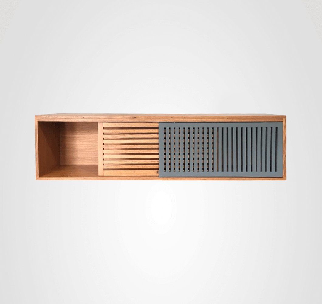 Nicho 160 Ripado Cinza Concreto Madeira