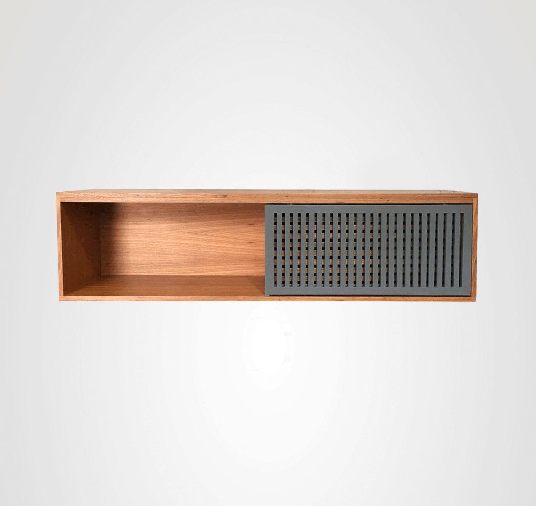Nicho 160 Ripado Cinza Concreto Madeira