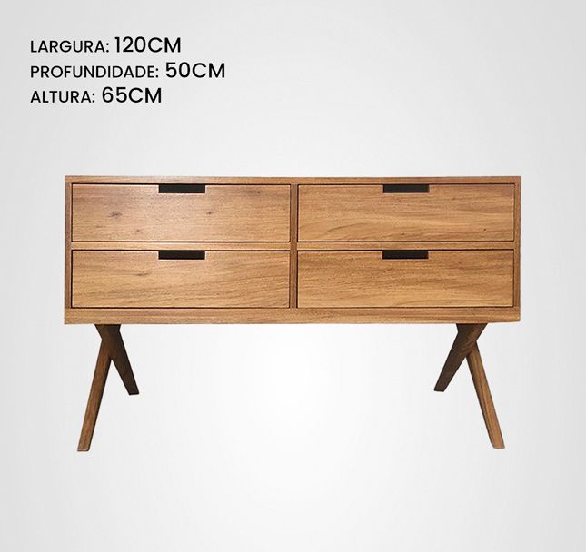 Cômoda / Mesa de Cabeceira 120 Quilha Cruzada Madeira