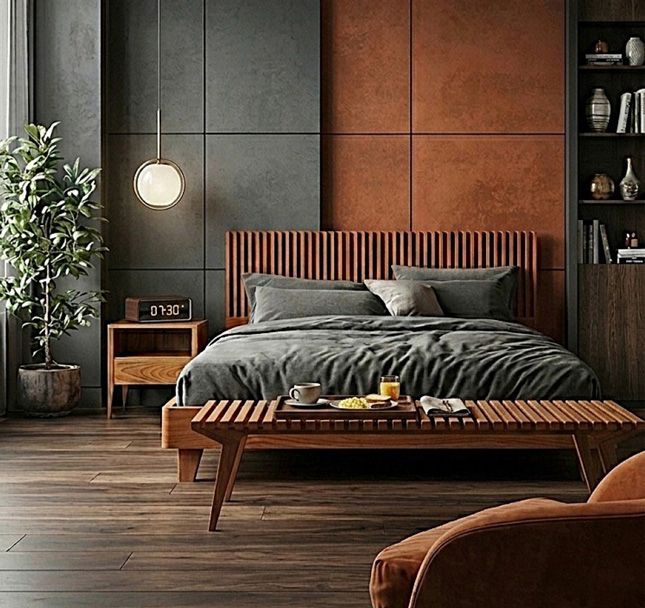 Cama Casal Curva Ripada Madeira