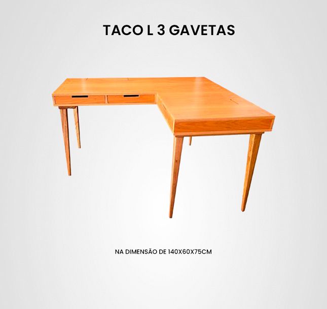 Escrivaninha L 140x120 Taco Passa Fios Madeira